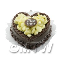 1/12th scale - Dolls House Miniature Chocolate Heart For you Cake