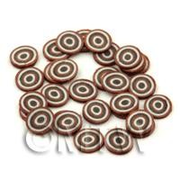 50 Chocolate Bullseye Cane Slices - Nail Art (FNS04)
