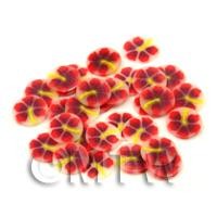 50 Dark Red Hibiscus Flower Cane Slices - Nail Art (FNS19)