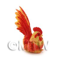 Dolls House Miniature Red And Yellow Cockerel 