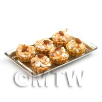 6 Loose Dolls House Miniature  Chopped Almond Topped Tarts on a Tray