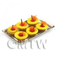 6 Loose Dolls House Miniature  Pineapple and Peach Tarts on a Tray 