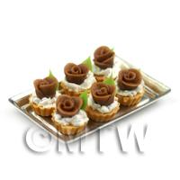 6 Loose Dolls House Miniature  Chocolate Rose Tarts on a Tray 
