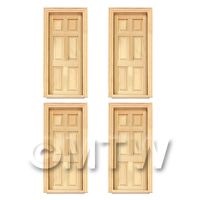 4 x Dolls House Miniature Internal 6 Panel Doors