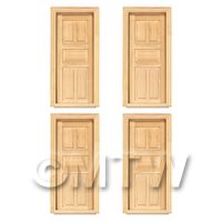 4 x Dolls House Miniature Internal 5 Panel Wood Doors