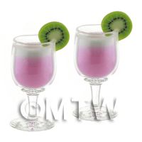 2 Miniature Purple Kiss Cocktails In a tiny Glass Goblets 