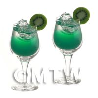 2 Miniature Emerald Heaven Cocktails In Handmade Glasses
