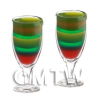 2 Miniature Rainbow Cocktails In Handmade Glasses 