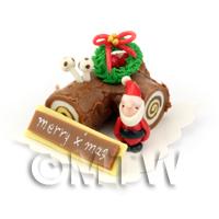 Dolls House Miniature Chocolate Yule Log Cake 
