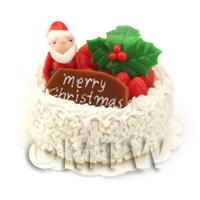 Dolls House Miniature Snowy Father Christmas Cake 