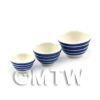 Dolls House Miniature Set of 3 Striped Mixing Bowls