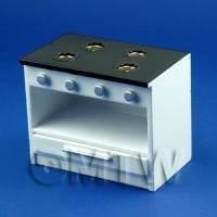 Dolls House Miniature Modern White Kitchen Cob / Stove / Cooker Unit