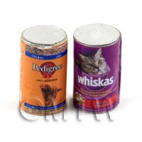 Dolls House Miniature Set of 2 Pet Food Cans