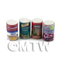 Dolls House Miniature Set of 4 Food Cans