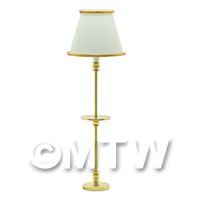 Dolls House Miniature Gold Floor Standing Lamp With White Shade