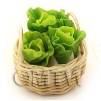 Dolls House Miniature Basket of Hand Made Chinese Lettuces
