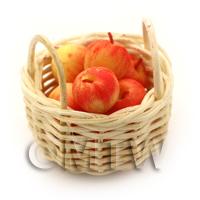 Dolls House Miniature Basket of Hand Made Pink Lady Apples