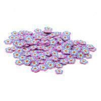 50 Pink and Blue Flower Cane Slices (CNS02)