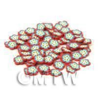 1/12th scale - 50 Red and Blue Flower Cane Slices - Nail Art (CNS28)