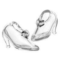 Dolls House Miniature Handmade Glass Shoes With Clear Love Heart 