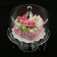 Miniature Glass Cake Stand (I) and Pink Heart Cake set
