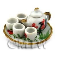 Miniature Handmade Cockerel Motif Ceramic Tea Set