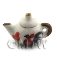 Dolls House Handmade Cockerel Motif Ceramic Teapot