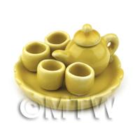 Dolls House Miniature Handmade Yellow Glazed Ceramic Tea Set