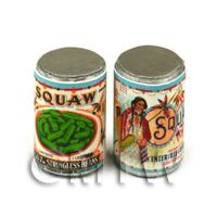 Dolls House Miniature Squaw Brand Stringless Beans Can (1920s)