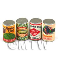 Set Of 4 Assorted Dolls House Miniature Native American Theme Cans 