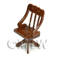 Dolls House Miniature Solid Wood Mahogany Coloured Office Chair