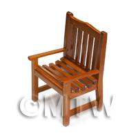 Dolls House Miniature Solid Wood Slatted Garden Chair 