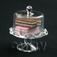 Miniature Handmade Glass Cake Stand (E) and 4 Wafers set