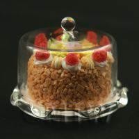 Miniature Glass Cake Stand (K) and Strawberry Cake set