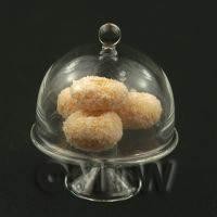 Miniature Glass Cake Stand (Q) and 4 Sugared Donuts set