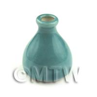 Dolls House Miniature Aquamarine Ceramic Thin Necked Vase