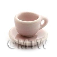 Dolls House Miniature Hint Of Pink Ceramic Cup And Saucer