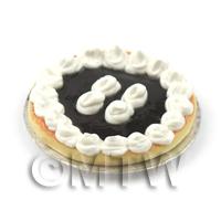 Dolls House Miniature Blackberry Tart With Fresh Whipped Cream Topping