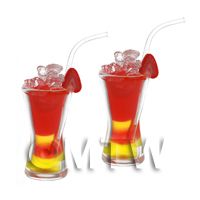 2 Miniature Shanghai Punch Cocktails with Strawberry Slices