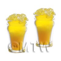 1/12th scale - 2 Miniature Mambo Cocktails On Ice served in a Hand Made Glasses 