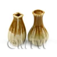 Pair Of Dolls House  Handmade Earthenware Vases / Storage Vessels