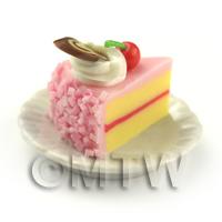Miniature Pink Iced Individual Cherry and Nougat Cake Slice 