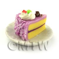 Dolls House Miniature Pink Iced Individual Dragon Fruit and Cream Cake Slice