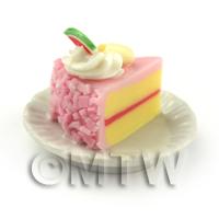 Miniature Pink Iced Individual Melon and Chocolate Swirl Cake Slice