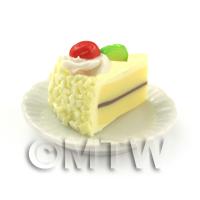 Dolls House White Iced Individual Lime and Strawberry Cake Slice 