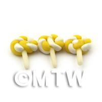 3 Miniature Yellow and White Twisty Lollies