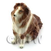 Dolls House Miniature Sitting Collie Style 2