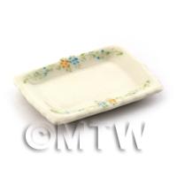 Dolls House Miniature Handmade Small Rectangle Painted Plate 