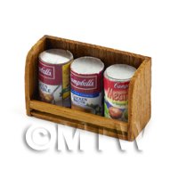 Dolls house Miniature Teak Shelf & Cans (TS1)