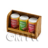 Dolls House Miniature Teak Shelf & Cans (TS2)